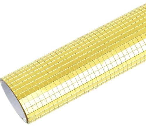 30x30 cm Autoadesiva Piazza Specchi di Vetro Tessere di Mosaico Nastro/Oro Specchio di Vetro Adesivo Da Parete for FAI DA TE Fatti A Mano decorazione della casa per pareti, artigianato(5mm gird Gold)