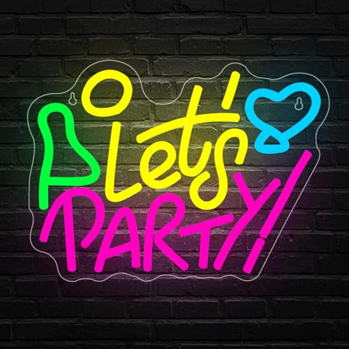 Let's Party Neon Schild Bar Led Schild für Wanddekoration LED Schriftzug USB Neonlicht für Man Cave Home Decor Club Pub Nachtclub Geburtstagsfeier Deko