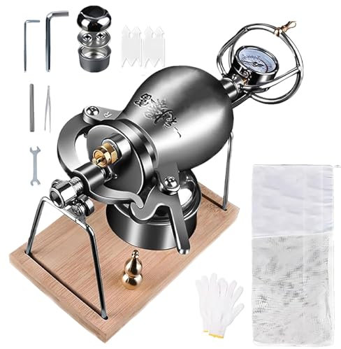 Chinesische Retro Popcornmaschine, Kleine Tragbare Druck Knalle Popcorn Maschine Maker, HeißLuft Mi-ni Nostalgie Popcorn Machine aus Edelstahl für Zuhause(328ml)