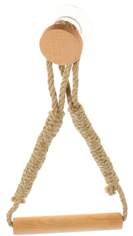 DOITOOL Support Papier Toilette Bois et Corde Murale avec Crochet Porte-Rouleau Papier Toilette Suspendu Rustique et Pratique pour Salle de Bain et Cuisine