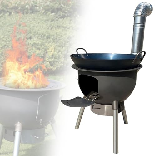 Kaminofen Holzofen Aus Karbonstahl Tragbare Feuerstelle Holzofen Outdoor für Campingausrüstung, Survival Ausrüstung, Kochen im Garten, Campinggrill(63x56cm/24.8x22in)
