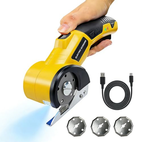 Ciseaux Electrique, Cutter Electrique Sans Fil avec Verrou de SéCurité Cutter Électrique avec Lame de Rechange Convient pour Les Plastiques Les Tapis le Feutre le Cuir et le Carton
