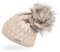 Neverless® Damen Strick-Mütze gefüttert Fell-Bommel Kunstfell Winter-Mütze Bommelmütze beige Unisize