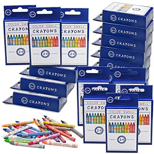 Color Swell Crayons Bulk Packs – 18 Boxes of 24 Vibrant Colored Crayons of Teacher Quality Durable Classroom Pack for Kids Students Party Favor