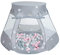 Selonis Tente 105X90cm/100 Balles Château avec Les Balles Plastiques Piscine À Balles pour Enfants, Gris: Perle-Gris-Transparent-Rose Poudré