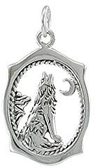 Westernlifestyle Anhänger Kettenanhänger aus 925er Silber heulender Wolf mit Mond