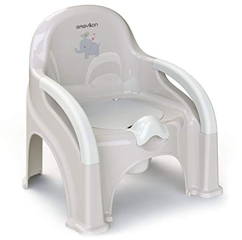 BABYLON Premier pot bebe toilette avec un couvercle, antidérapant petit pot toilette bébé, wc enfant avec bol amovible, anatomique pot bebe, pot pour enfants, gris