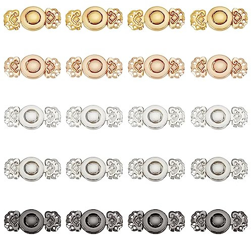 OLYCRAFT 20 Paar Vintage Pattern Nähen Sie Am Cape Cloak Clasp Verschlüsse 27 x 12.5mm Haken Und Öse Cardigan Clip Für Seil, Pullover, Stoffherstellung - Gold, Licht Gold, Platin Farbe