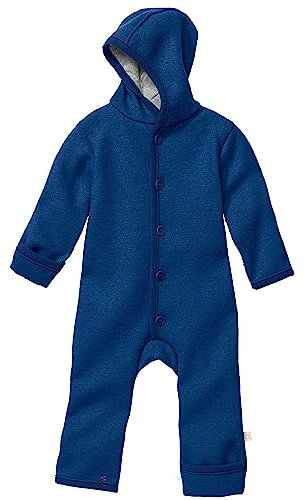 Disana WALK-OVERALL, 100% Bio-Merinowolle GOTS, IVN Best | mit Umklappbündchen | Newborn Baby Kleinkind Kind Unisex | Made in Germany | Marine Gr. 98-104