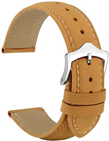 WOCCI 20mm Vintage Leder Uhrenarmband mit Konische Schnalle, Ersatz Armbanduhr (Hellbraun)