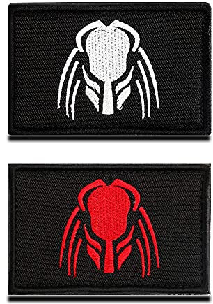 2 Stück Militärische Taktische Patches für Predator Raubtier Klettverschlüsse Stickerei Lustige Moral Emblem Tags Patch zum Anbringen an Rucksack Tasche Kappen Weste Sammeln