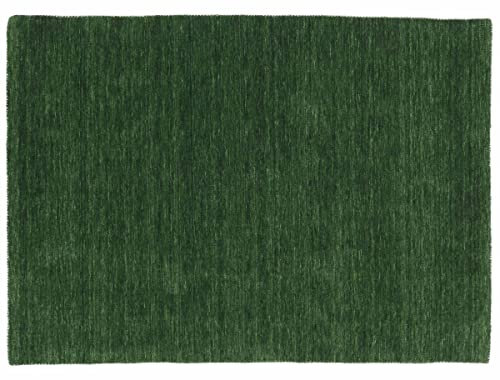 RUG PRINCE Wollteppich Gabbeh Uni 160x230 Handgewebt Grün Einfarbig Handarbeit Zimmer