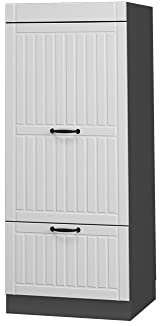 Vicco Mikrowellenschrank Fame-Line, Küchenregal für die Mikrowelle, Weiß Landhaus/Anthrazit, 60 cm