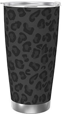Allocs Isolierbecher mit Leopardenmuster, für heiße und kalte Getränke, wiederverwendbar, passend für Auto-Becherhalter – 590 ml
