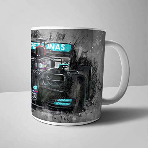 KK Automotive F1 Taza de cerámica, diseño de coche de carreras de Hamilton, Lewis Hamilton, regalo de Fórmula 1