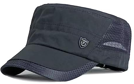 QI YUAN Military Cap Herren Sommer mesh Flat Top Cap Army Kappe Draussen Wandern Sportmütze