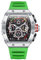 rorios Herren Tonneau Uhren Männer Analog Quarz Armbanduhren Multifunktional Chronograph Uhr Mode 50M wasserdichte Uhr mit Silikon Armband Silber grün
