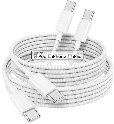 Braided Charger Cable for iPhone 15/16/17, 2Pack 2m Long USB C to C Cable Super Fast Charging for Apple iPhone 17/17Pro/17Pro Max/17 Air/16/16 Pro/16 Pro Max/15/15 Plus/15 Pro/15 Pro Max, iPad, Mac