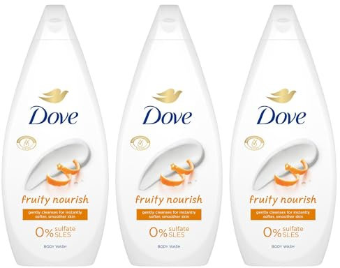 Dove Body Wash 0% Sulfate SLES for Women Made with Naturally Derived Cleansers and Plant Based Moisturiseres Gently Cleanses for Softer and Smoother Skin, 720ml (Buy 3, Fruity Nourish)