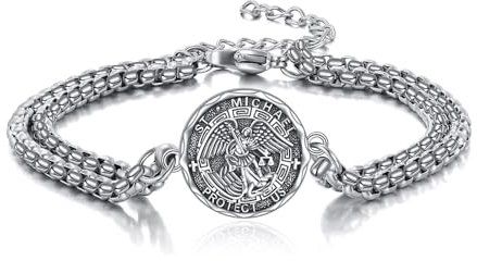 YFN Heiliger Michael Armband Sterling Silber Religiöser Beschützer Armband St Michael Erzengel Schmuck Geschenk für Damen Herren