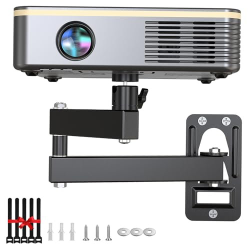 DAWASAPAT Universal Porjector Mount Foldable Wall Mount 1/4 Screw, Adjustable Tilt&Swivel Hanging Bracket Holder Wall Mount Hanger Rack Stand for Projector with Cable Ties