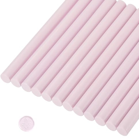 sourcing map 12 Pcs Pure Pink Cylinder Sealing Wax Stick Glue Gun Wax Seal Rod Craft Adhesive Waxing for Letter Seal Wax Stamp,Wedding Invitations, Packaging Decoration