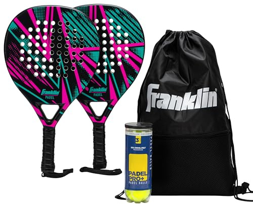 Franklin Sports - Axel Padel Set - 2 Fiberglass Rackets with Foam Core, Padel Balls, & Carrying Case