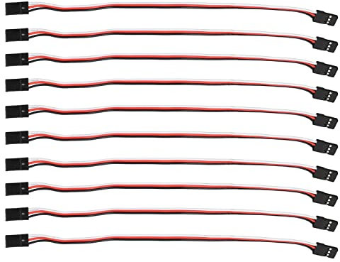 ViaGasaFamido Cavo di Prolunga 3 Pin Servo, Cavo di Estensione Servo 10 PCS, in Ottone PVC +, Interno in Ottone, Design Universale, Futaba e JR Compatibile, Connettore Angolato, Aeromobile (#4)