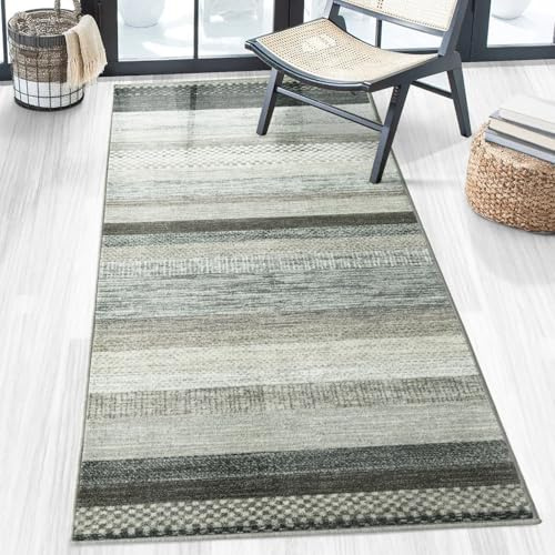 Floordirekt Teppich Läufer für Küche, Flur & Wohnraum - Teppichläufer auf Maß - Meterware - Flurteppich - Küchenläufer - Wohnzimmer Teppich (80 x 250 cm, Naxos - Grau-Anthrazit)