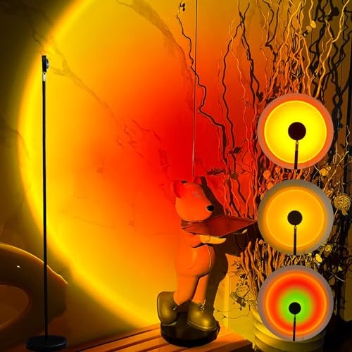 GY Stehlampe Wohnzimmer,4 Farben Sonnenuntergang Lampe,USB-Anschluss Sonnenlicht LED Projektor, 720 ° Drehbares Romantisches-Stimmungslicht, Geeignet für Fotografie, Selfie, Wohnzimmerdekoration