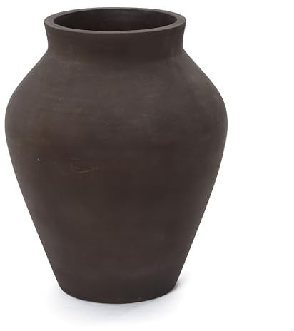Hometopia Vase Groß 40 cm - Keramik-Optik aus Zement, Moderne Blumenvase im Wabi-Sabi Design, Große Bodenvase Deko für Wohnzimmer & Flur