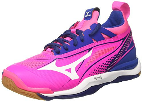 Mizuno Damen Wave Mirage W Turnschuhe, Rosa/Weiß/Blau (Glo White True Blue), 41 EU