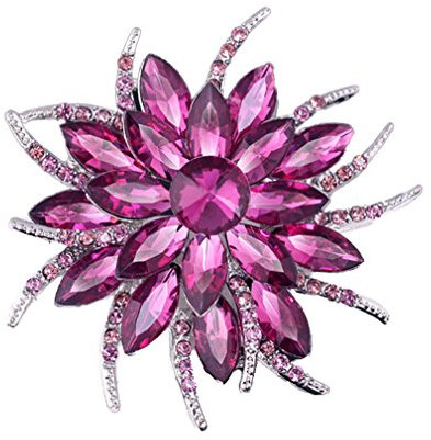 YAZILIND Fashion big Flower Strass Alliage Zirconia Broche Corsagee Femmes Filles Accessoires (Violet)