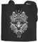 Jutebeutel Wolf Zentangle Boho Bohamian Baumwolltasche Stoffbeutel lange Henkel Baumwolle Autiga® schwarz 2 lange Henkel