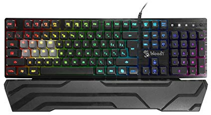 Bloody B380 Light Strike 8 Key Optical Gaming Keyboard Gaming | RGB LED Backlit Keyboard | Smooth & Linear Key Feedback | Ergonomic Detachable Wrist Rest Design | LK Optical Series