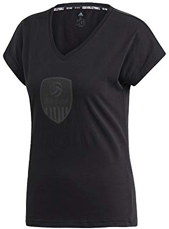 adidas Damen Usa Volleyball Tee S kurzärmelig, Schwarz/Carbon/Weiß, X-Klein