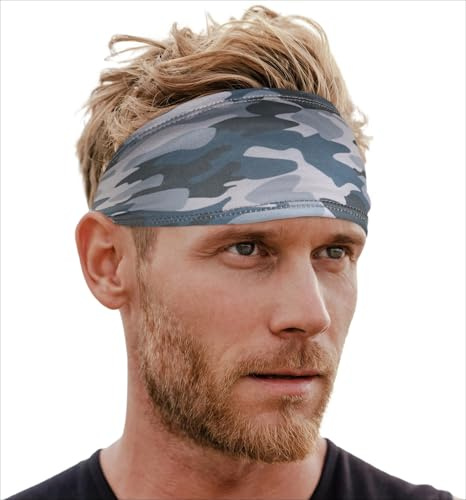 Tough Headwear Schweißbänder für Herren – Sport-Stirnbänder für Herren/Damen – Grau, Einheitsgröße – für Sportteilnehmer – Tennis, Fußball, Radfahren, Crossfit, Baseball, Basketball, Laufen