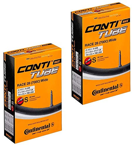 Continental Race 28 700 x 25-32c Road Bike Inner Tubes - 42mm Presta Valve (Pair) - with FREE Ano Adapters