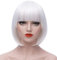 Mildiso Perücke Weiß Kurze Bob Damen Haar Perücken Gerade mit Flach Pony Synthetische Bunte Cosplay Tägliche Party Perücke für Frauen Natürliche Wie Wig 12 Zoll 002G