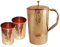 Herbever ® Indian Pure Copper Jug with 2 Tumbler Glass Set Hammered