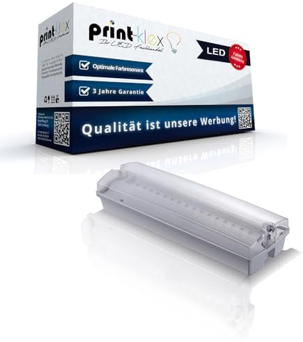 Print-Klex GmbH & Co.KG LED Notleuchte 3W Aufputz IP65 6000K - Kaltweiß Notlicht Fluchtweg Leuchte Notbeleuchtung