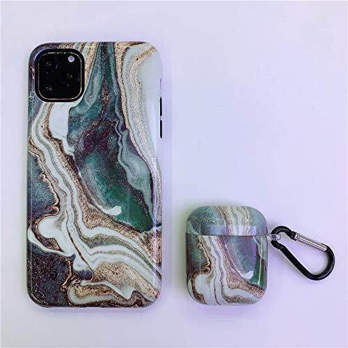 Custodia® Marmorierte TPU Hülle + Headset-Abdeckung Gleicher Anzug für Apple iPhone 11 und AirPods(1)