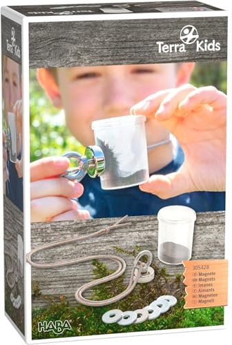 HABA Terra Kids Magnet - Magnetismus-Experimentierset für Kinder ab 6 Jahren - mit Magnet, Scheiben und Metallspänen - 1305428001