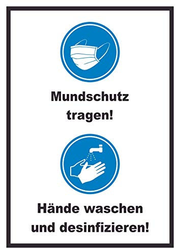 HB-Druck Mundschutz Händewaschen Schild A3 (297x420mm)