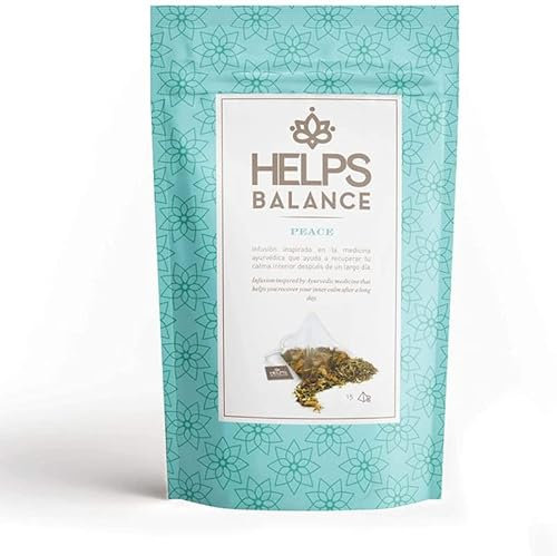HELPS INFUSIONES - Infusión Relajante Ayurvédica Con Espino Blanco, Hipérico, Manzanilla, Azahar Y Pasiflora. Té Relax. Helps Peace. Bolsa De 15 Pirámides.