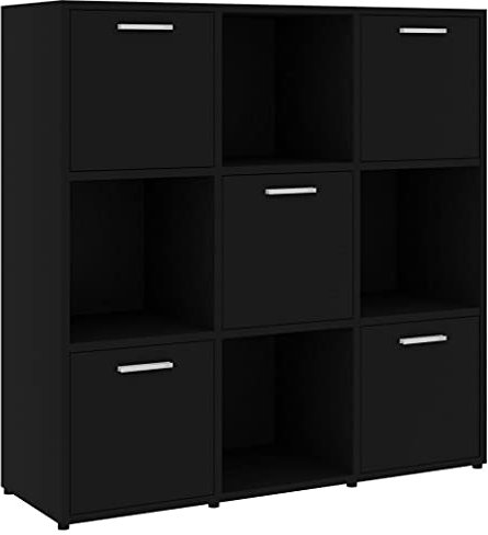 vidaXL Bücherregal mit 9 Fächern Raumteiler Raumtrenner Standregal Wandregal Regal Aktenregal Büroregal Würfelregal Schwarz 90x30x90cm Holzwerkstoff