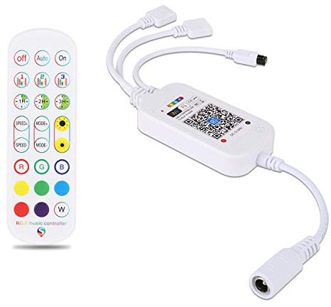 ALED LIGHT WiFi LED Smart Controller with Remote Control for Strip Lights, Wireless RGB WiFi Controller for LED Strip Light with 24-Key Remote Control, Compatible with Alexa Google Home