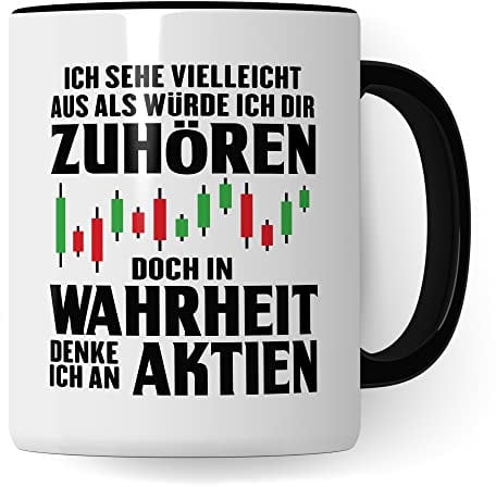 Tasse Aktien - Kaffeetasse für Investor Aktionär Börse Geld Trader - Geschenk zum Investieren Bullenmarkt Bärenmarkt Chart - Aktienkurse Motiv Geschenkidee Kaffeebecher