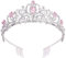 Krone Diadem, Prinzessin Krone, Rairsky Damen Tiaras, Krone Mädchen, Silver Tiara für Frauen Pink Crystal Tiara Kristallkrone mit Kämmen, Kristalle Prinzessin Krone