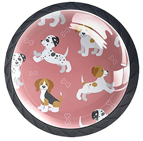 Süße Hunde 4 Stück Schrankknöpfe Runde Möbelknöpfe Schubladengriffe 1,37 Zoll